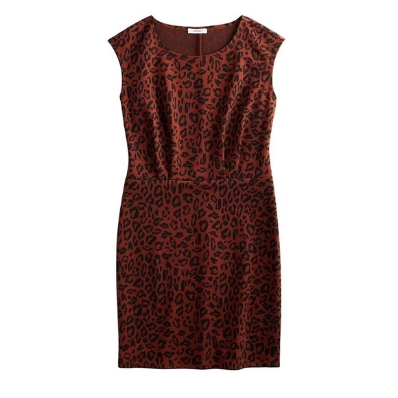 NWT Nine West Cap Sleeve Ponte Sheath Leopard Print Dress Size Large - Picture 3 of 7